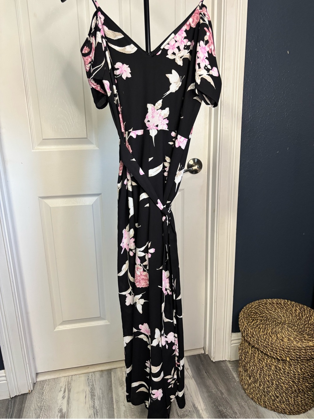 Sienna Sky Black Maxi Jumpsuit with Pink & White Floral Print